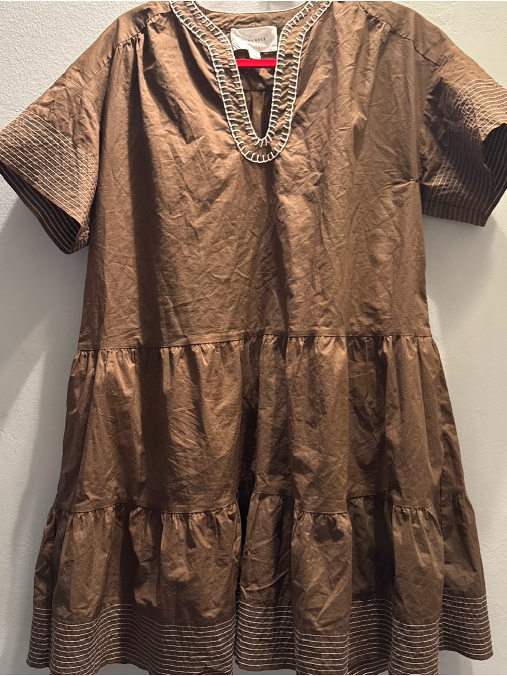 Pomander Place Tuckernut Tiered Kindley Mini Dress with Embroidered Neckline